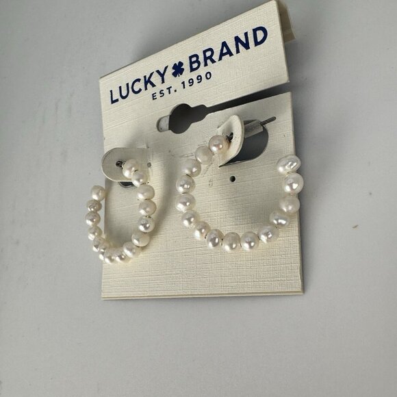 Lucky Brand Pearl Hoop Earrings NWT - Picture 7 of 8